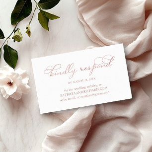 Rose Gold Script Bröllop Online RSVP Infogningskor Visitkort