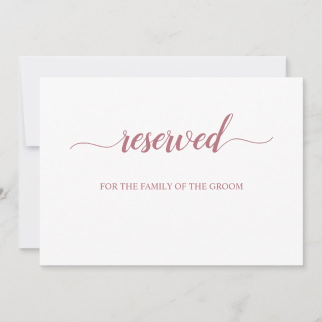 Rose Gold Script Reserverat Bröllopsställningsskyl Inbjudningar (Framsida)