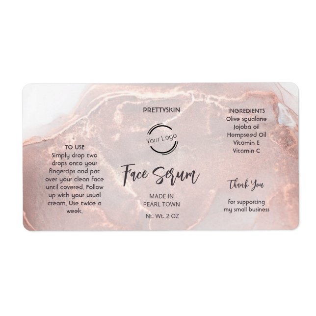 Rose Gold Serum Etikett Fraktsedel (Framsidan)