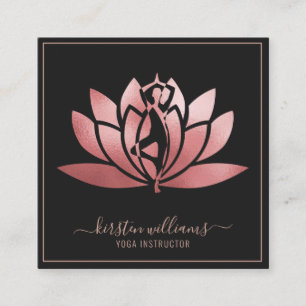Rose Gold Signatur Lotusblomma Yoga Position Fyrkantigt Visitkort