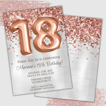 Rose Gold Silver 18-årsfest Inbjudan