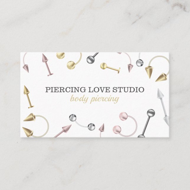 Rose Gold Silver Kroppssmycken Piercingar Visitkort (Framsida)