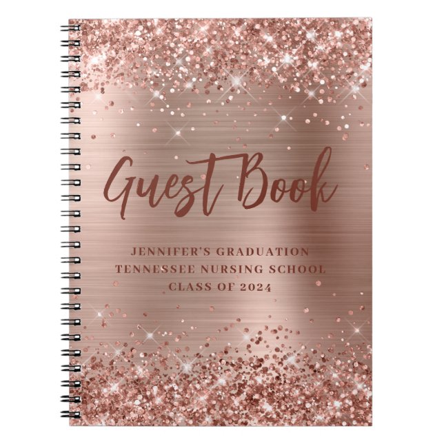 Rose Gold Sjuksköterskeutbildning Examen Gästbok Anteckningsbok (Framsidan)