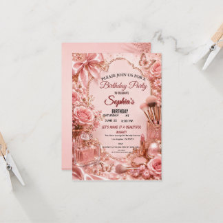 Rose Gold Skönhet Glam Födelsedagsfirande Kort