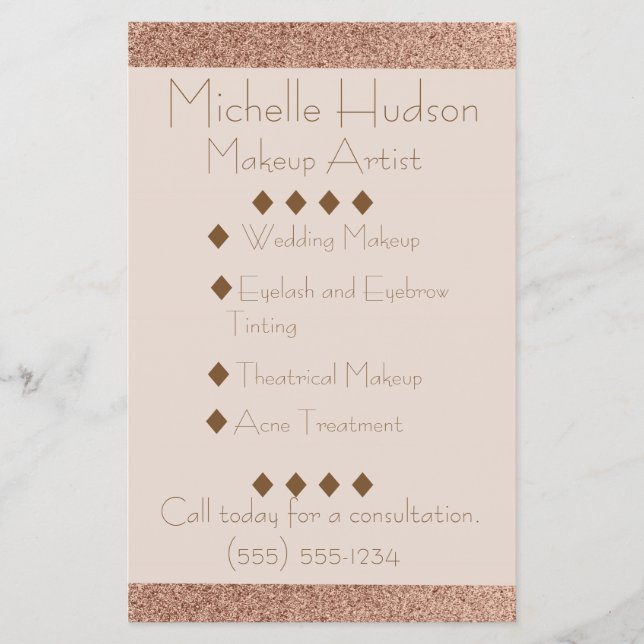 Rose Gold Skönhetssalong Makeup Artist Flygblad (Framsidan)