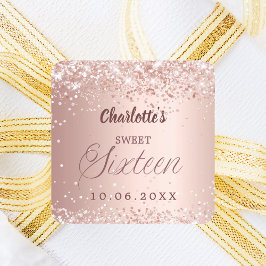 Rose gold skrivstil Sweet 16 Fyrkantigt Klistermärke