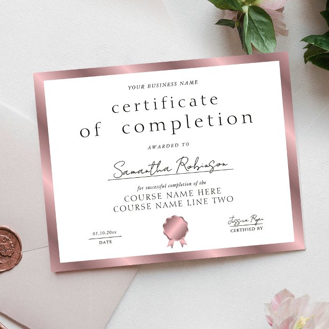 Rose Gold Slutförande Certifikat Företagets Utmärk (Skapare uppladdad)