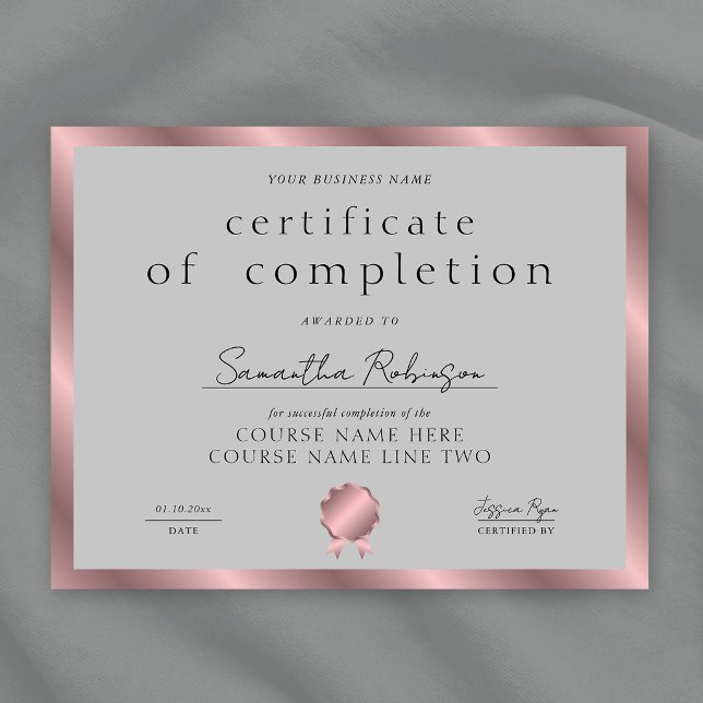 Rose Gold Slutförande Certifikat Företagets Utmärk (Skapare uppladdad)