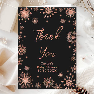 Rose Gold Snöflingor Baby Shower Tack Kort