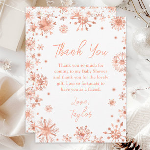 Rose Gold Snöflingor Baby Shower Tack Kort