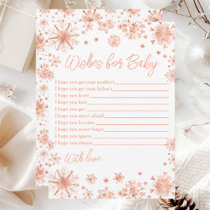 Rose Gold Snöflingor Önskar För Bebis Inbjudningar