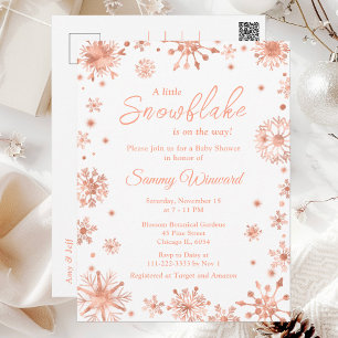 Rose Gold Snöflingor Vinter Bebis Bjudning Vykort