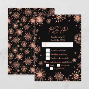 Rose Gold Snöflingor Vinter Måltidsval OSA Kort