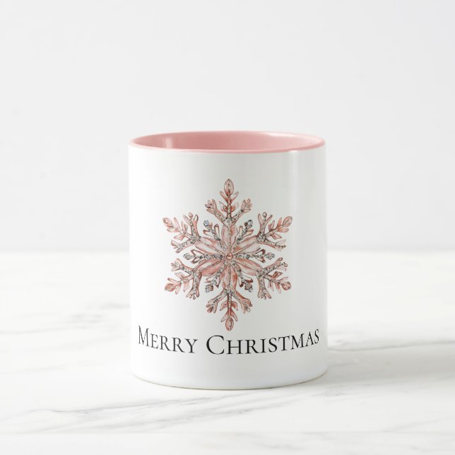 Rose Gold Snowflake Christmas  Mugg (Center)