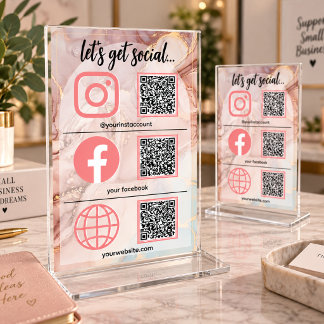 Rose Gold Sociala Media Skylt Affärsbordskort Bordsnummer