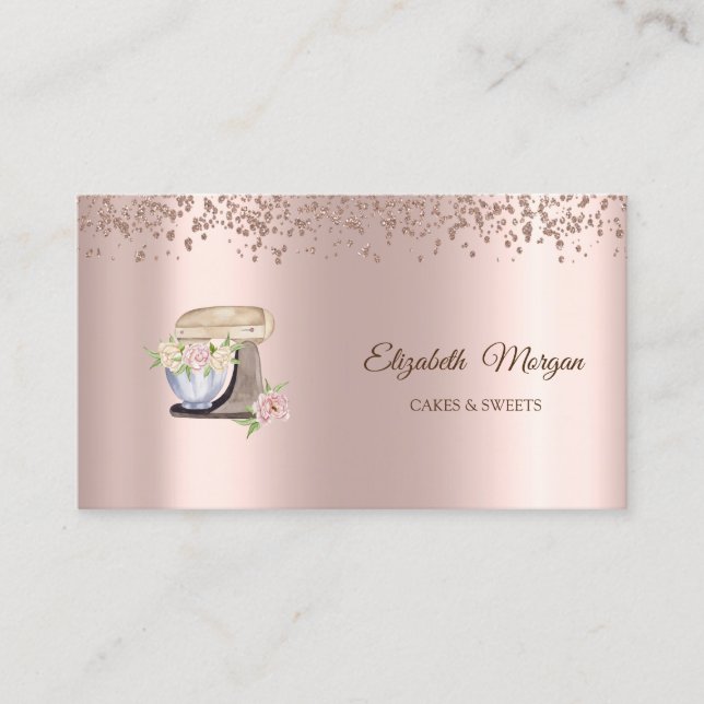 Rose Gold Sötmix, Bakery Floral Mixer Visitkort (Framsida)