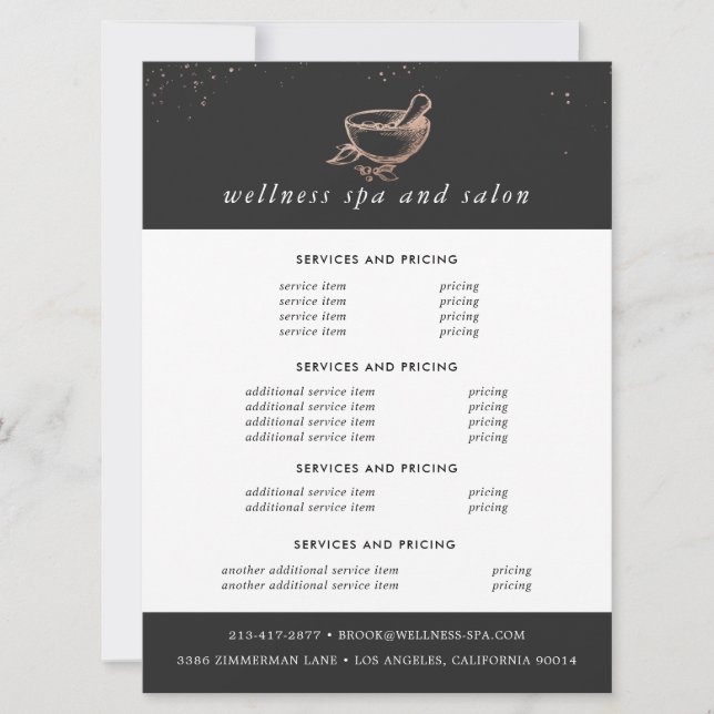 Rose Gold Spa Logotyp | Prisinformationsfolder (Framsida)
