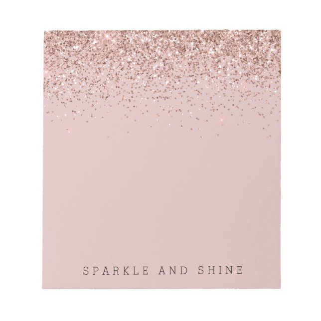 Rose Gold Sparkle Faux Glitter Anteckningsblock (Framsida)