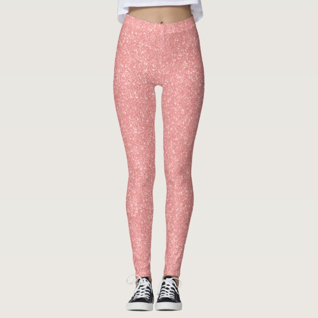 Rose Gold Sparkle Pattern – Luxury Blush Metallic  Leggings (Framsida)