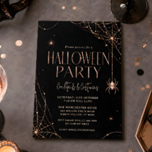 Rose Gold Spindelnät Halloweenfest Inbjudningar