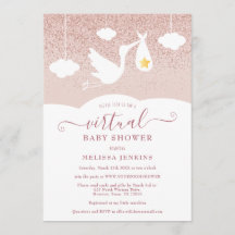 Rose Gold Star Stork Glitter Virtuell Baby Shower