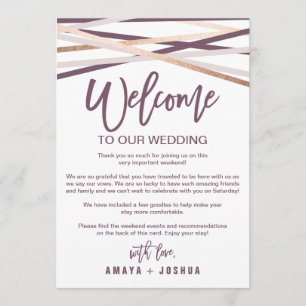 Rose Gold Streamers Välkomstbrev & Program