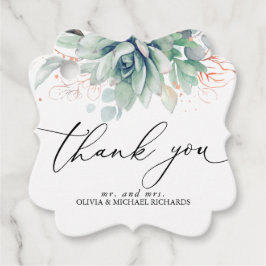 Rose Gold Sukkulenter Grönska Bröllop Tack Gåvor Etiketter