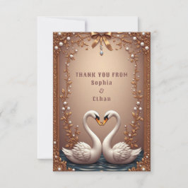 Rose Gold Svan Bröllop Tacksamhetskort Tack Kort