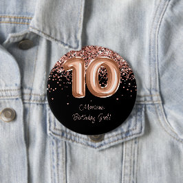 Rose Gold Svart 10-årsfest Knapp