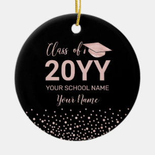 Rose Gold & Svart 2022 Examen Julpresent Julgransprydnad Keramik