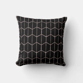 Rose Gold & Svart Chic Hexagon Geometrisk Glam Kudde