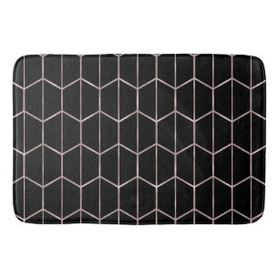 Rose Gold & Svart Chic Sexkantig Geometrisk Glam Badrumsmatta