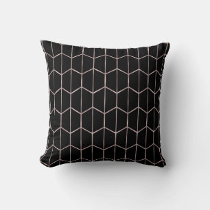 Rose Gold & Svart Chic Sexkantig Geometrisk Glam Kudde