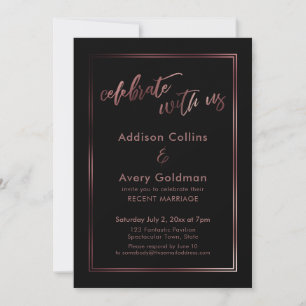 Rose Gold & Svart Fira med Oss Typografi Inbjudningar