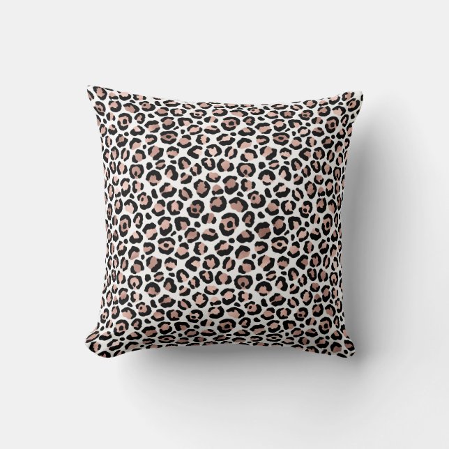 Rose Gold Svart Leopardsminkad cheetah trendig Kudde (Framsida)