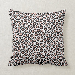 Rose Gold Svart Leopardsminkad cheetah trendig Kudde
