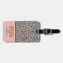 Rose Gold Svart Leopardtryck Blush RosaTrendigt Bagagebricka