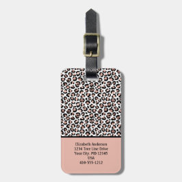 Rose Gold Svart Leopardtryck Blush RosaTrendigt Bagagebricka