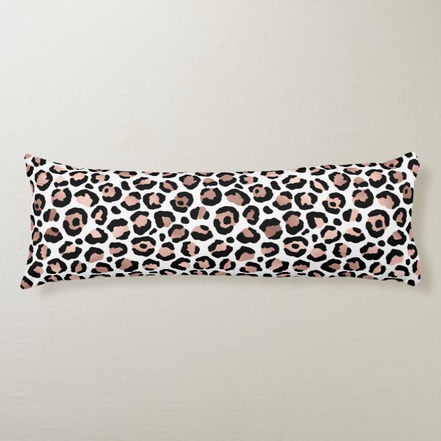 Rose gold svart leopardtryck cheetah trendigt  kroppskudde (Framsidan)