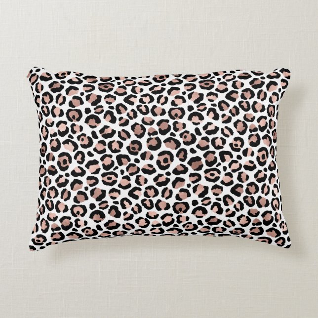 Rose gold svart leopardtryck cheetah trendigt  prydnadskudde (Framsidan)