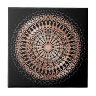 Rose Gold Svart Mandala Kakelplatta