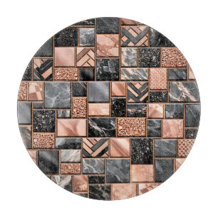 Rose Gold Svart Marmor Mosaik