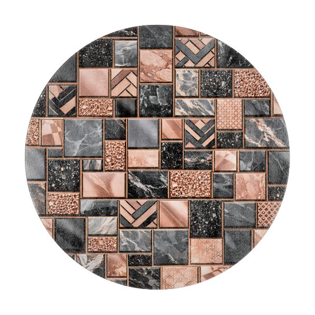 Rose Gold Svart Marmor Mosaik (Framsidan)