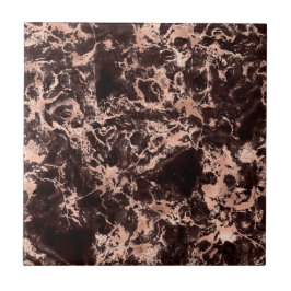 Rose Gold Svart Marmor Trendig Modern Chic Stylisk Kakelplatta