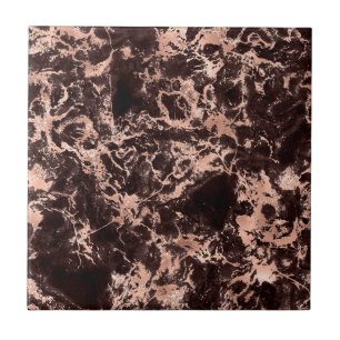 Rose Gold Svart Marmor Trendig Modern Chic Stylisk Kakelplatta