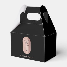 Rose Gold & Svart Monogram Modern Minimalist Presentaskar