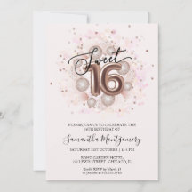 Rose Gold Sweet 16 Rosa Akvarell Flickaktiga Ballo