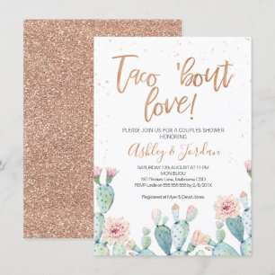 Rose Gold Taco ''bout Love Parbröllop Inbjudningar