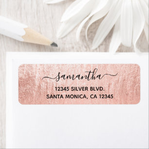 Rose Gold Textur Signatur Namn Returadress Etikett