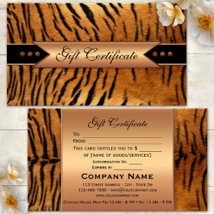 Rose Gold Tiger Skönhetspresentcertifikatmall Rabattkort